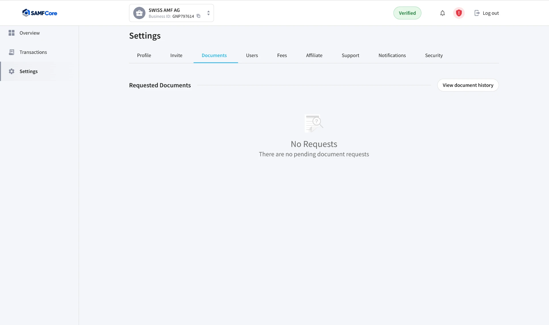 SAMFCore settings — Documents