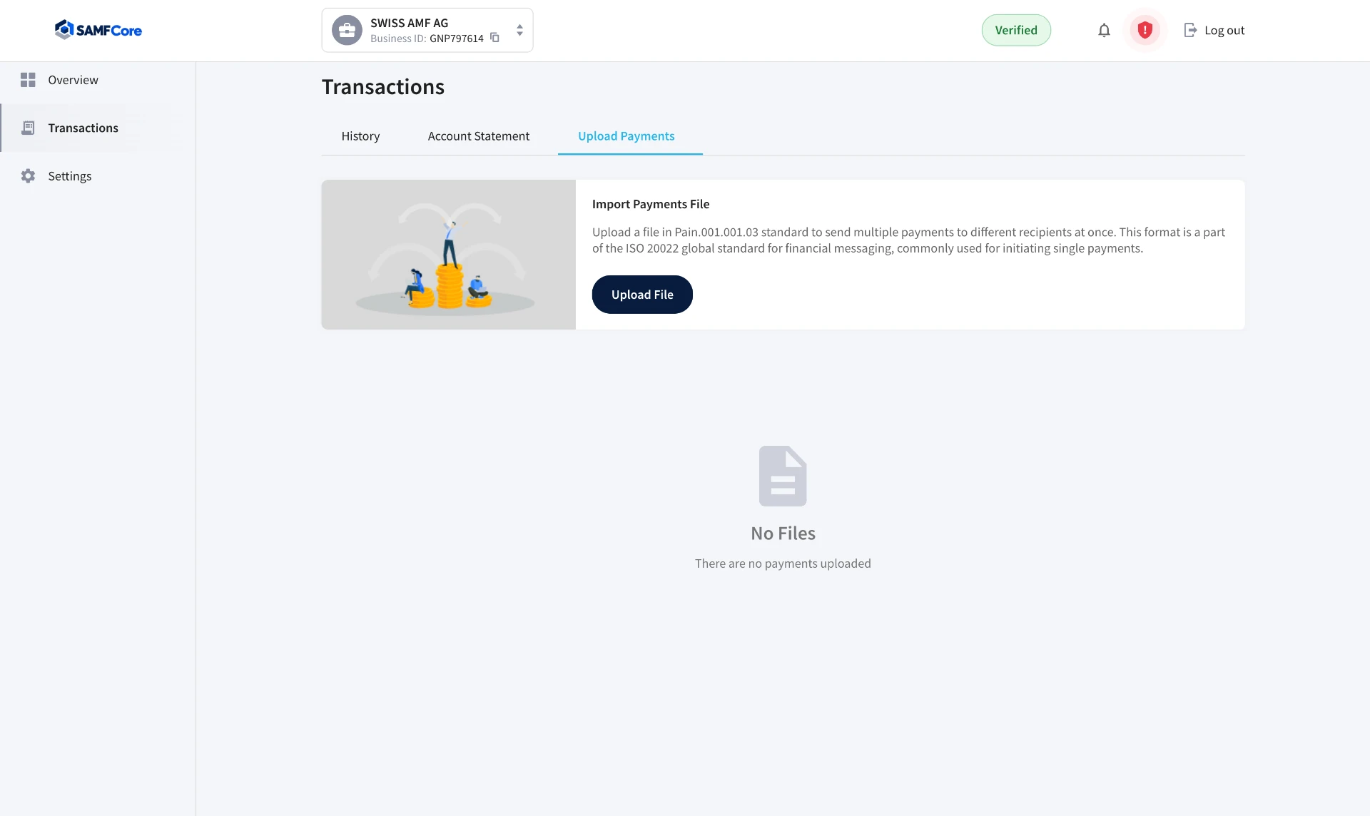 SAMFCore transactions — Bulk Payments